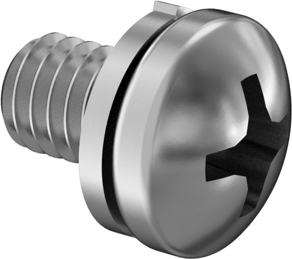 Çinko Kaplı Çelik Silindir Başlı Vidalar, Yarık Kilit Pul ile, M4 x 0,70 mm Diş Boyutu, 6 mm Uzunluk