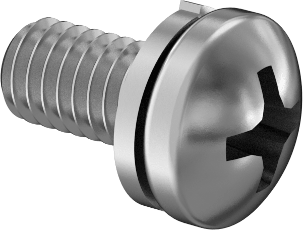 Çinko Kaplı Çelik Silindir Başlı Vidalar, Yarık Kilit Pul ile, M4 x 0,70 mm Diş Boyutu, 8 mm Uzunluk