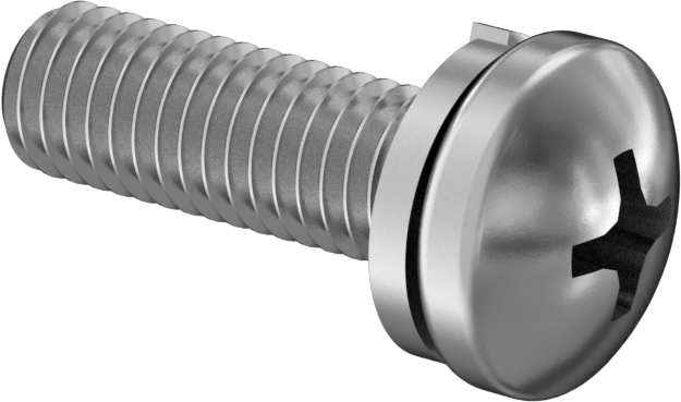 Çinko Kaplı Çelik Silindir Başlı Vidalar, Yarık Kilit Pul ile, M5 x 0,80 mm Diş, 16 mm Uzunluk