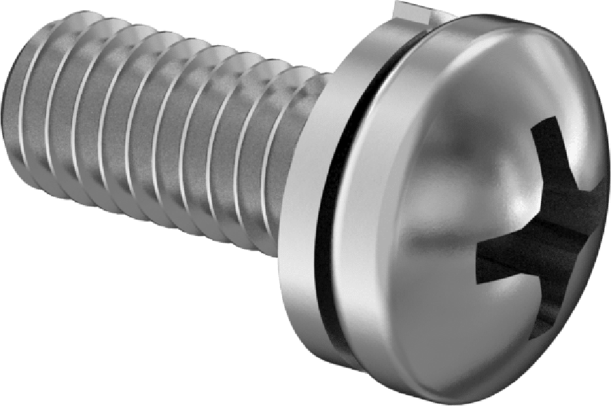 Çinko Kaplı Çelik Silindir Başlı Vidalar, Yarık Kilit Pul ile, M4 x 0,70 mm Diş, 10 mm Uzunluk