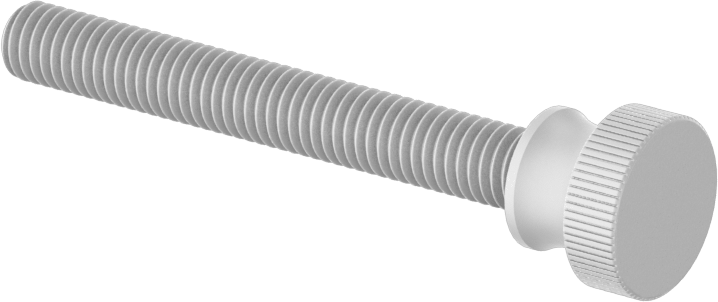 Cam Dolgulu Naylon Yükseltilmiş Başlı Parmak Vidaları, Yüksek Mukavemetli, 10-32 Diş Boyutu, 1-1/2" Uzunluk