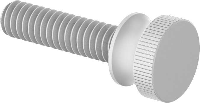 Cam Dolgulu Naylon Yükseltilmiş Başlı Parmak Vidaları, Yüksek Mukavemetli, 1/4"-20 Diş Boyutu, 1" Uzunluk