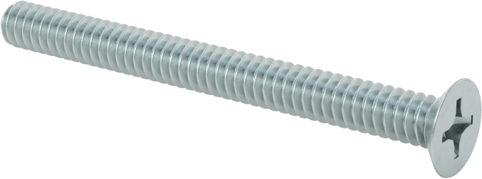 Çinko Kaplı Çelik Phillips Düz Başlı Vidalar, 100 Derece Havşa Açısı, 6-32 Diş Boyutu, 1-1/2" Uzunluk