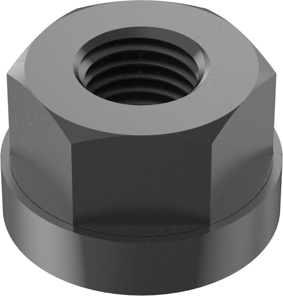 Siyah Oksit Çelik Dönen Flanş Somunu, M24 x 3 mm Diş Boyutu