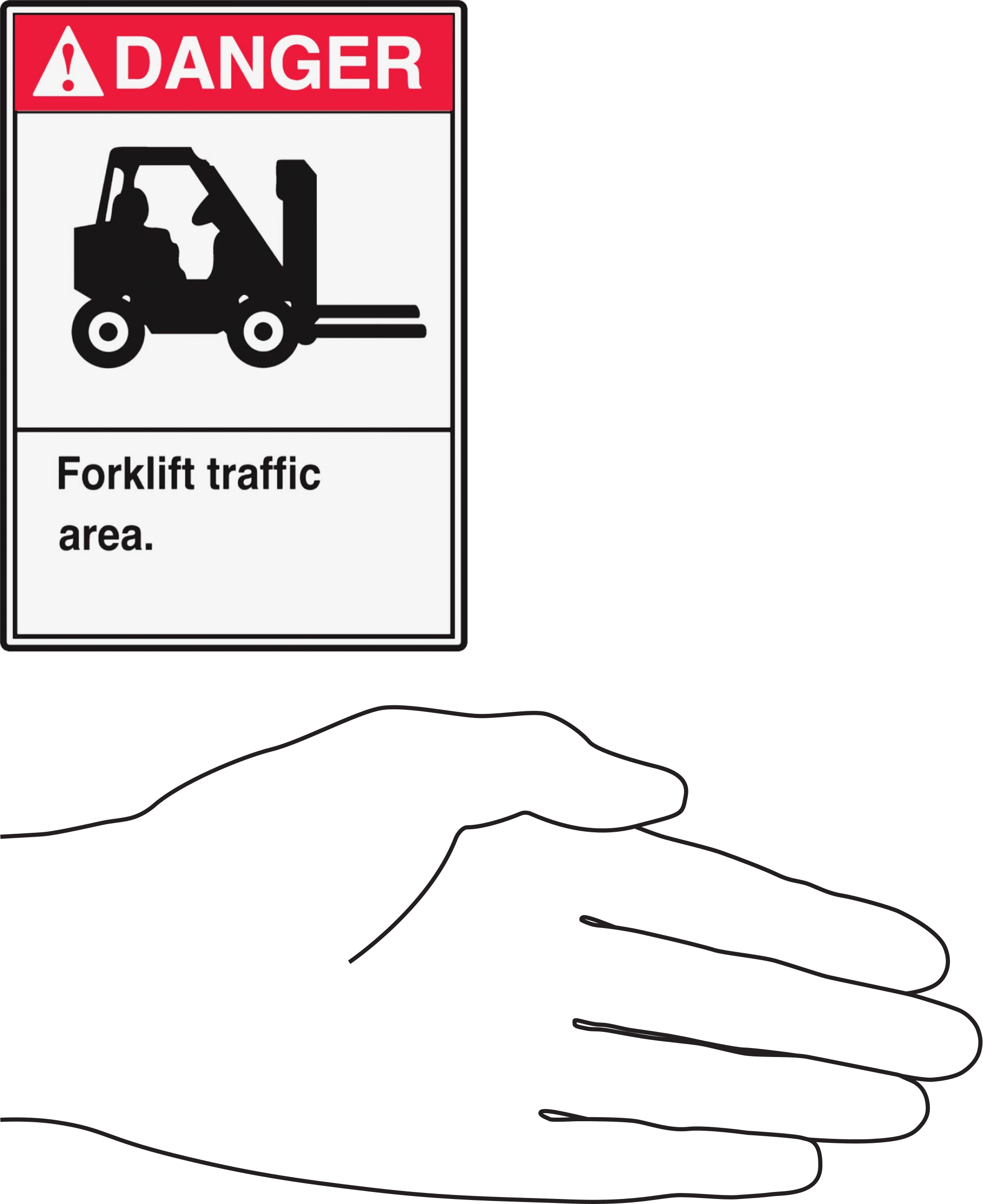 Resimli Araç ve Nakliye Rıhtımı Etiketi, Tehlike-Forklift Trafik Alanı Mesajı, 5" Yükseklik, 3-1/2" Genişlik