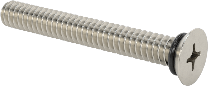 Sızdırmaz 316 Paslanmaz Çelik Phillips Düz Başlı Vidalar, Buna-N O-Ring ile, 10-24 Diş Boyutu, 1-1/2" Uzunluk