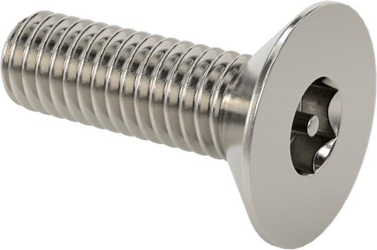 Kurcalanmaya Dayanıklı Altıgen Tahrikli 18-8 Paslanmaz Çelik Düz Başlı Vidalar, M3 x 0,5 mm Diş Boyutu, 10 mm Uzunluk