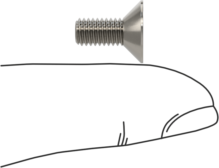 Kurcalanmaya Dayanıklı Altıgen Tahrikli 18-8 Paslanmaz Çelik Düz Başlı Vidalar, M5 x 0,8 mm Diş Boyutu, 12 mm Uzunluk