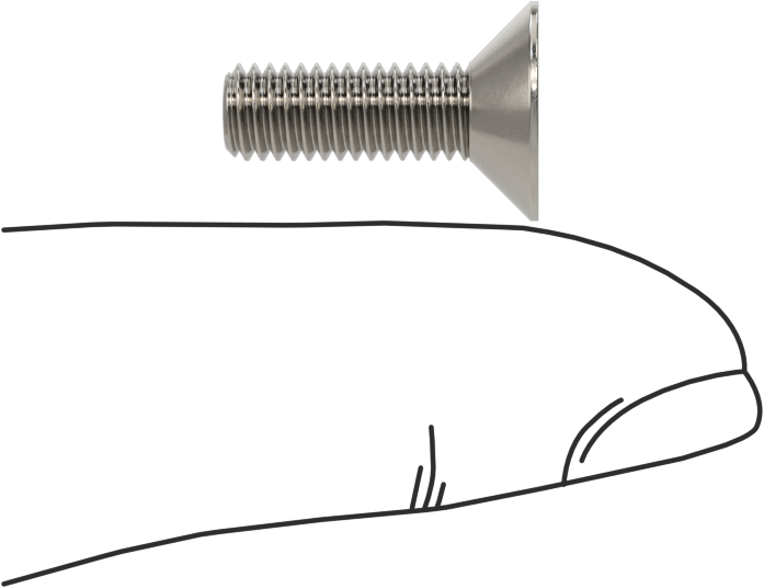 Kurcalanmaya Dayanıklı Altıgen Tahrikli 18-8 Paslanmaz Çelik Düz Başlı Vidalar, M5 x 0,8 mm Diş Boyutu, 16 mm Uzunluk