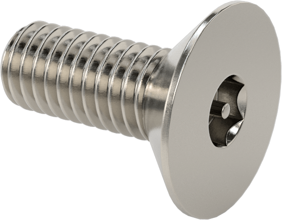 Kurcalanmaya Dayanıklı Altıgen Tahrikli 18-8 Paslanmaz Çelik Düz Başlı Vidalar, M6 x 1 mm Diş Boyutu, 16 mm Uzunluk