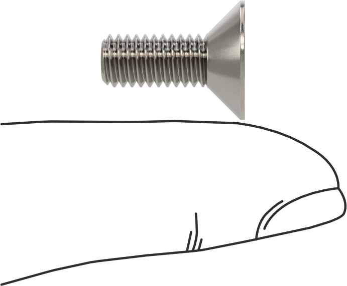 Kurcalanmaya Dayanıklı Altıgen Tahrikli 18-8 Paslanmaz Çelik Düz Başlı Vidalar, M6 x 1 mm Diş Boyutu, 16 mm Uzunluk