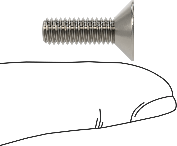 Kurcalanmaya Dayanıklı Altıgen Tahrikli 18-8 Paslanmaz Çelik Düz Başlı Vidalar, M6 x 1 mm Diş Boyutu, 20 mm Uzunluk