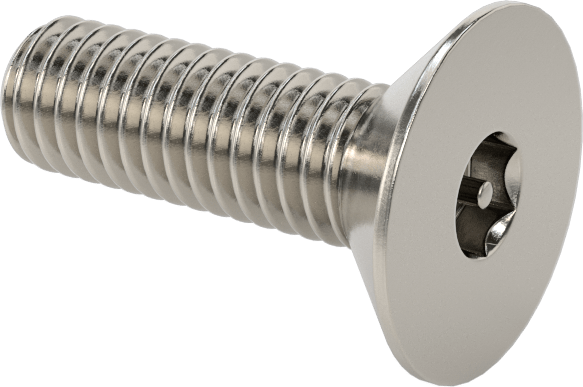 Kurcalanmaya Dayanıklı Altıgen Tahrikli 18-8 Paslanmaz Çelik Düz Başlı Vidalar, M6 x 1 mm Diş Boyutu, 20 mm Uzunluk