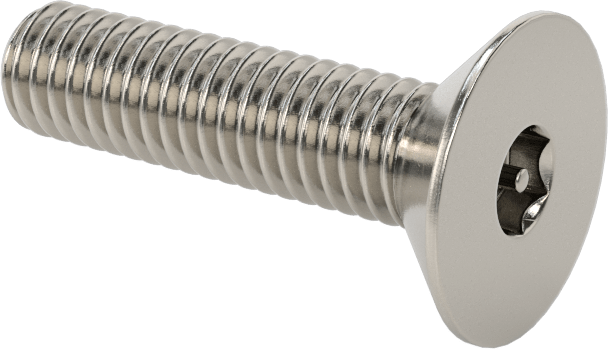 Kurcalanmaya Dayanıklı Altıgen Tahrikli 18-8 Paslanmaz Çelik Düz Başlı Vidalar, M6 x 1 mm Diş Boyutu, 25 mm Uzunluk