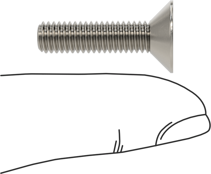 Kurcalanmaya Dayanıklı Altıgen Tahrikli 18-8 Paslanmaz Çelik Düz Başlı Vidalar, M6 x 1 mm Diş Boyutu, 25 mm Uzunluk