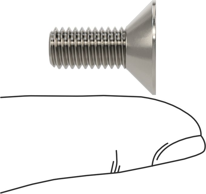 Kurcalanmaya Dayanıklı Altıgen Tahrikli 18-8 Paslanmaz Çelik Düz Başlı Vidalar, M8 x 1,25 mm Diş Boyutu, 20 mm Uzunluk