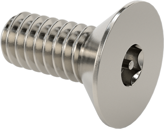 Kurcalanmaya Dayanıklı Altıgen Tahrikli 18-8 Paslanmaz Çelik Düz Başlı Vidalar, 1/4"-20 Diş Boyutu, 5/8" Uzunluk