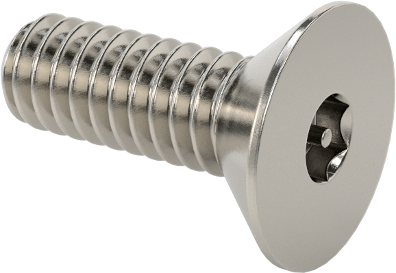 Kurcalanmaya Dayanıklı Altıgen Tahrikli 18-8 Paslanmaz Çelik Düz Başlı Vidalar, 1/4"-20 Diş Boyutu, 3/4" Uzunluk