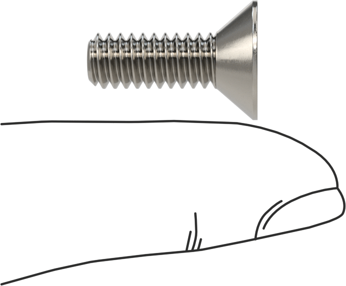 Kurcalanmaya Dayanıklı Altıgen Tahrikli 18-8 Paslanmaz Çelik Düz Başlı Vidalar, 1/4"-20 Diş Boyutu, 3/4" Uzunluk