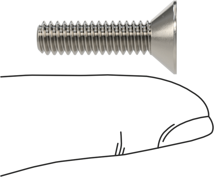 Kurcalanmaya Dayanıklı Altıgen Tahrikli 18-8 Paslanmaz Çelik Düz Başlı Vidalar, 1/4"-20 Diş Boyutu, 1" Uzunluk