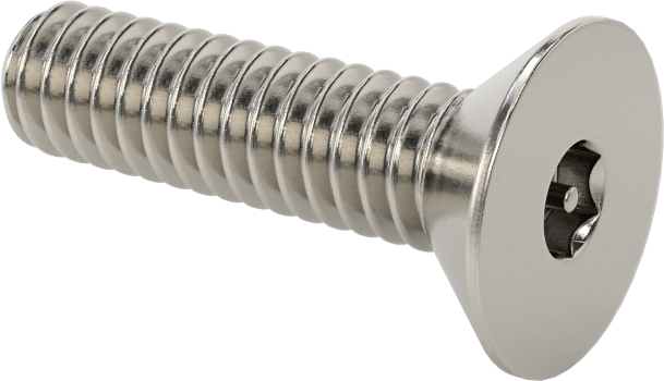 Kurcalanmaya Dayanıklı Altıgen Tahrikli 18-8 Paslanmaz Çelik Düz Başlı Vidalar, 1/4"-20 Diş Boyutu, 1" Uzunluk