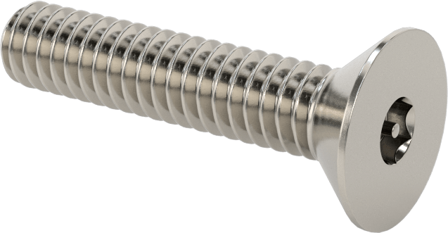 Kurcalanmaya Dayanıklı Altıgen Tahrikli 18-8 Paslanmaz Çelik Düz Başlı Vidalar, 1/4"-20 Diş Boyutu, 1-1/4" Uzunluk