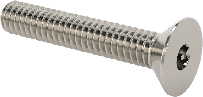 Kurcalanmaya Dayanıklı Altıgen Tahrikli 18-8 Paslanmaz Çelik Düz Başlı Vidalar, 1/4"-20 Diş Boyutu, 1-1/2" Uzunluk