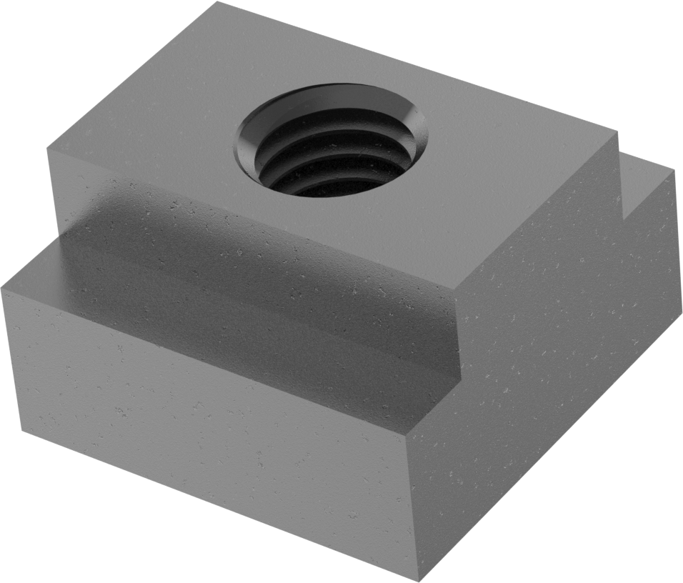 Kısmen Dişli Siyah Oksit Çelik T-Yuvası Somunu, 3/4" Yuva Genişliği için, 1/2"-13 Diş Boyutu, 1-1/4" Taban Uzunluğu