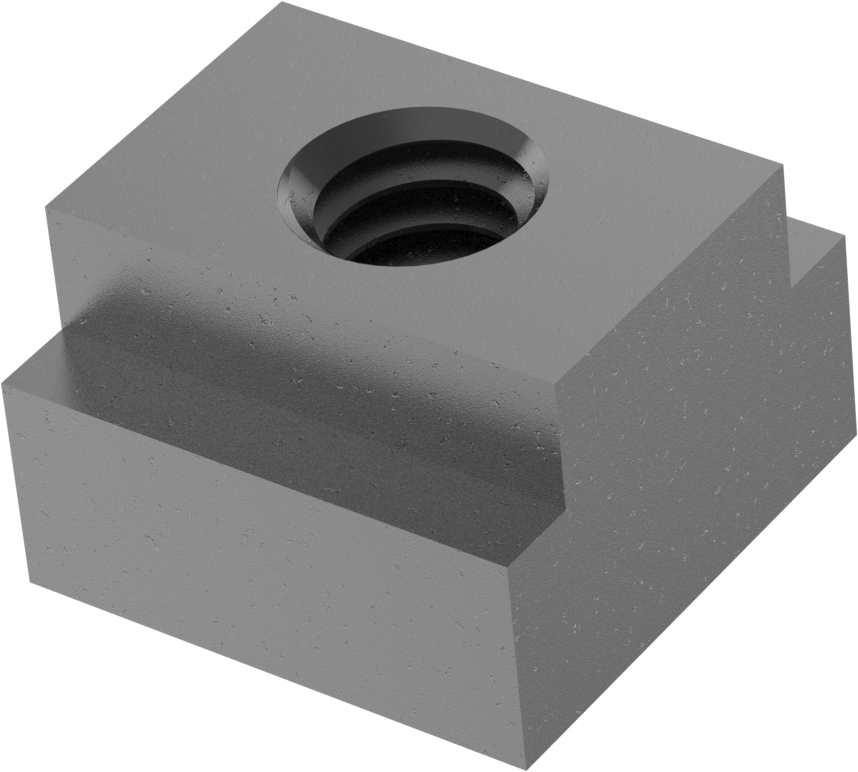 Kısmen Dişli Siyah Oksit Çelik T-Yuvası Somunu, 3/8" Yiv Genişliği için, 1/4"-20 Diş Boyutu, 9/16" Taban Uzunluğu