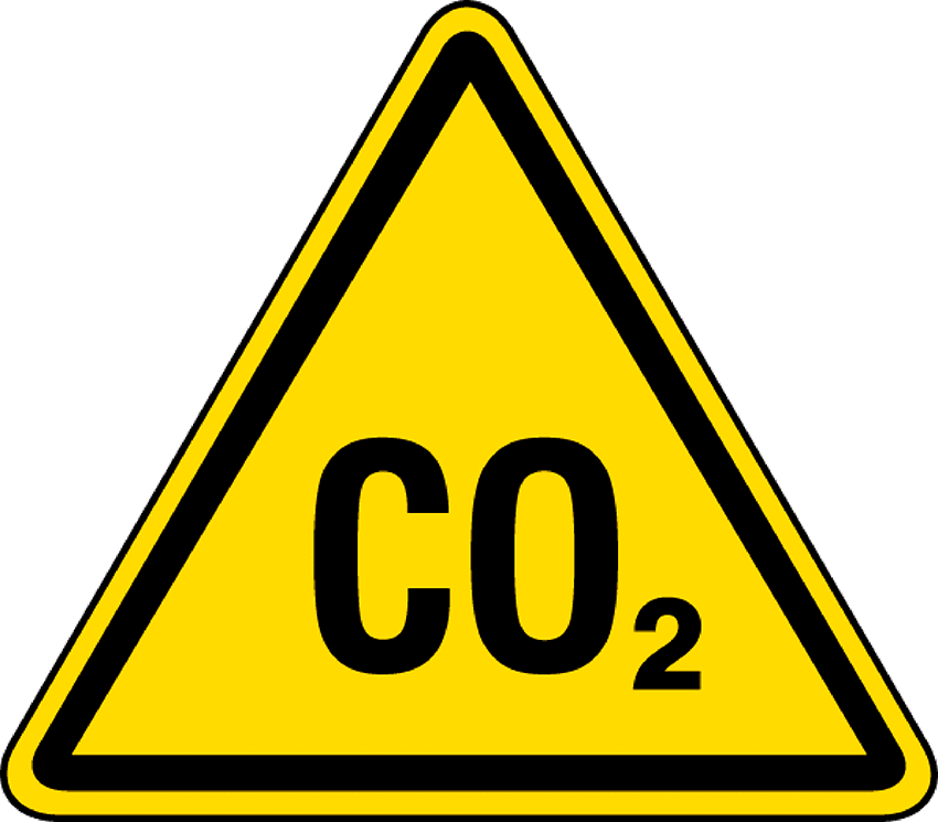 Tehlikeli Madde ISO Etiketleri, CO2 Tehlike Sembolü, 2“ Yükseklik x 2-1/4” Genişlik
