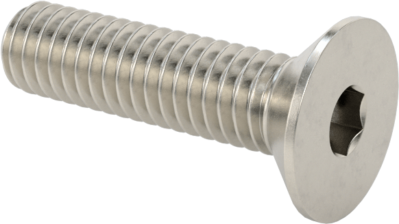 Havalandırma 18-8 Paslanmaz Çelik Altıgen Soketli Düz Başlı Vida, M4 x 0,7 mm Diş Boyutu, 16 mm Uzunluk