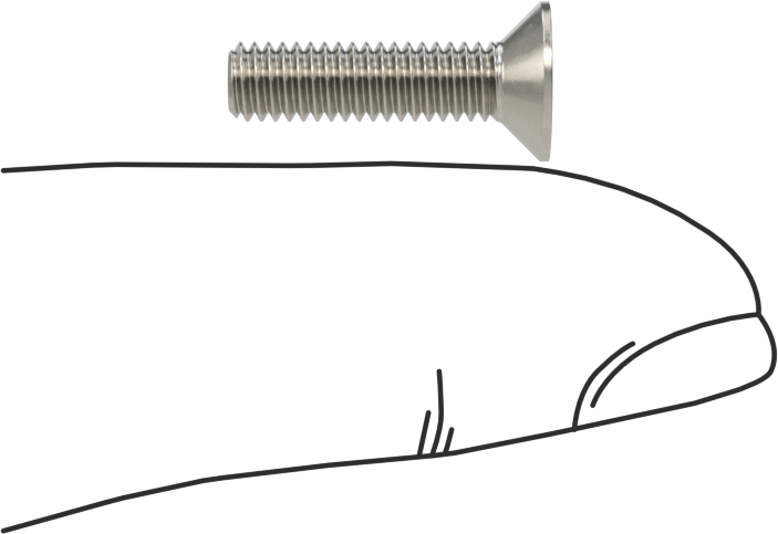 Havalandırma 18-8 Paslanmaz Çelik Altıgen Soketli Düz Başlı Vida, M4 x 0,7 mm Diş Boyutu, 16 mm Uzunluk