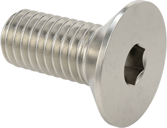 Havalandırma 18-8 Paslanmaz Çelik Altıgen Soketli Düz Başlı Vida, M5 x 0,8 mm Diş Boyutu, 12 mm Uzunluk