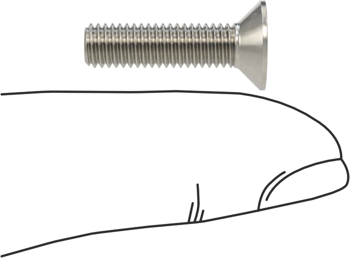 Havalandırma 18-8 Paslanmaz Çelik Altıgen Soketli Düz Başlı Vida, M5 x 0,8 mm Diş Boyutu, 20 mm Uzunluk