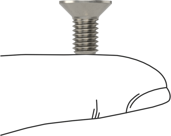 Havalandırma 18-8 Paslanmaz Çelik Altıgen Soketli Düz Başlı Vida, M6 x 1 mm Diş Boyutu, 12 mm Uzunluk