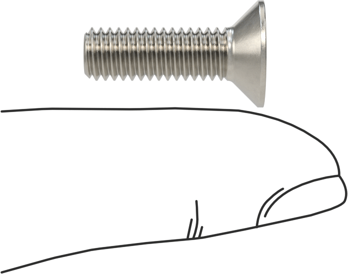 Havalandırma 18-8 Paslanmaz Çelik Altıgen Soketli Düz Başlı Vida, M6 x 1 mm Diş Boyutu, 20 mm Uzunluk