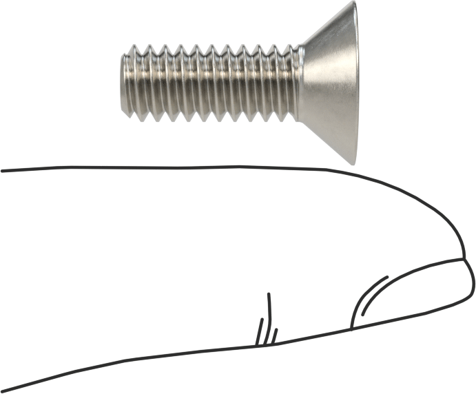 Havalandırma 18-8 Paslanmaz Çelik Altıgen Soketli Düz Başlı Vida, 1/4"-20 Diş Boyutu, 3/4" Uzunluk