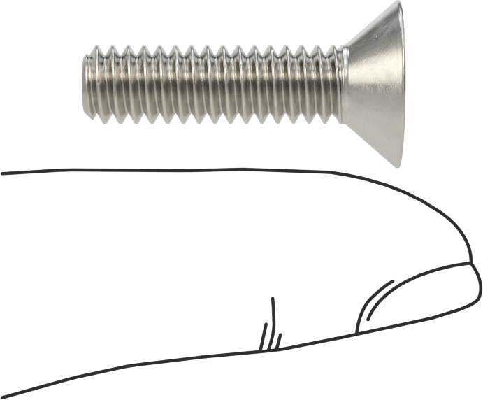 Havalandırma 18-8 Paslanmaz Çelik Altıgen Soketli Düz Başlı Vida, 1/4"-20 Diş Boyutu, 1" Uzunluk