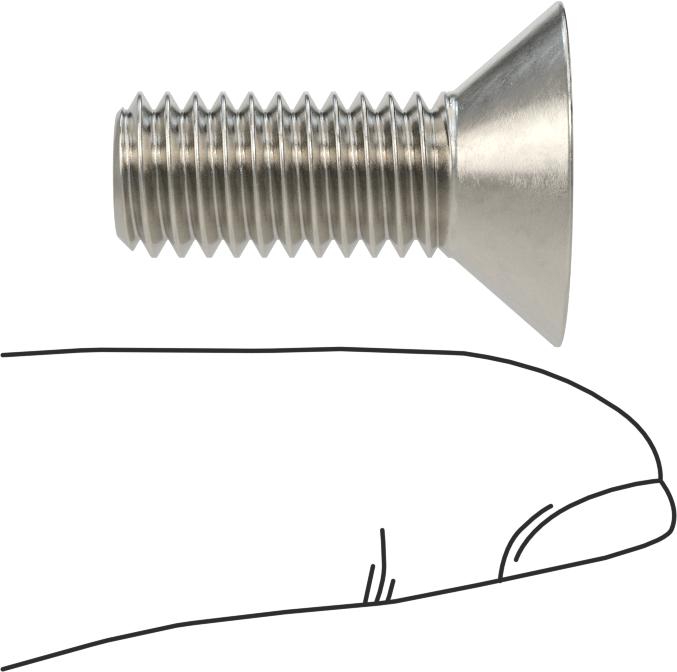 Havalandırma 18-8 Paslanmaz Çelik Altıgen Soketli Düz Başlı Vida, 3/8"-16 Diş Boyutu, 1" Uzunluk