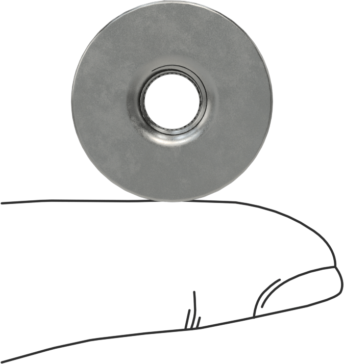Çelik Yuvarlak Tabanlı Kaynak Somunu, M8 x 1,25 mm Diş Boyutu, 9,5 mm Namlu Yüksekliği