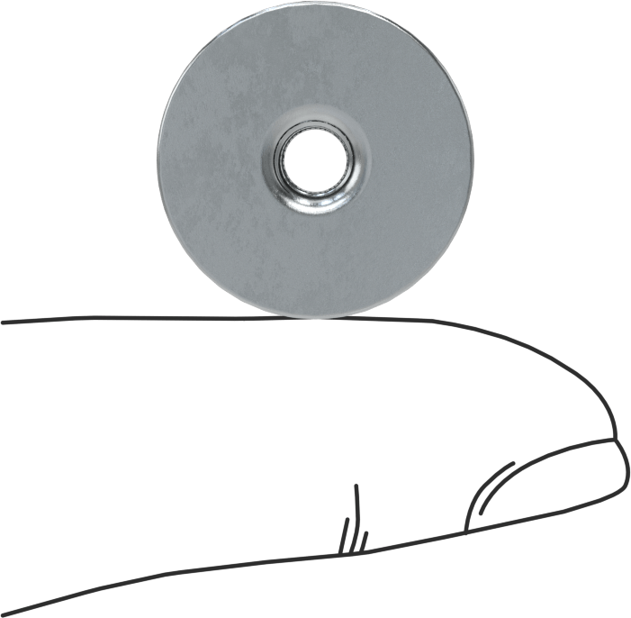 Çelik Yuvarlak Tabanlı Kaynak Somunu, Çinko Kaplamalı, M5 x 0,8 mm Diş Boyutu