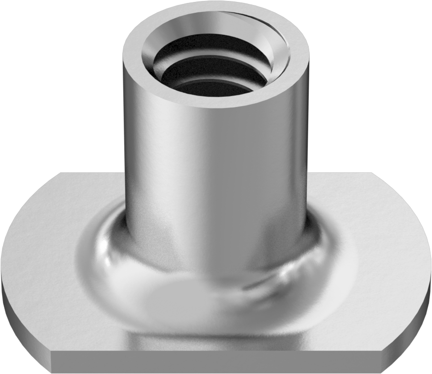 18-8 Paslanmaz Çelik Dar Tabanlı Kaynak Somunu, 1/4"-20 Diş Boyutu, 5/16“ Çap x 7/16” Yüksek Namlu