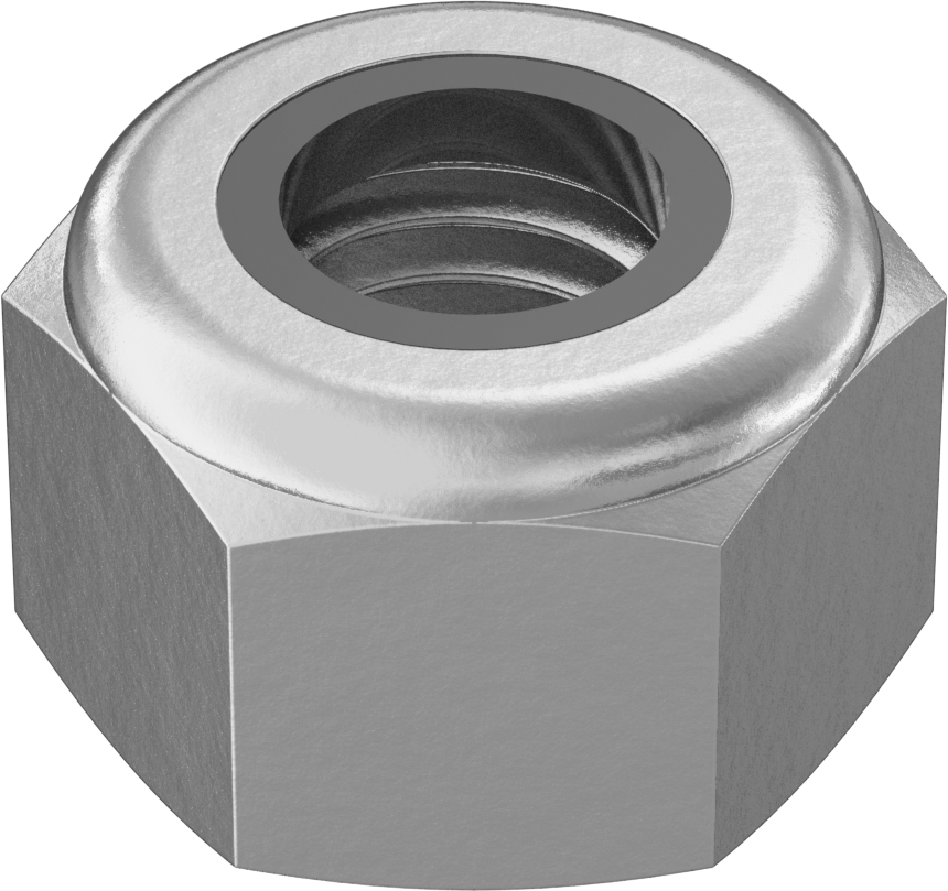 Orta Mukavemetli Çelik Naylon Ekli Kilit Somunu, Yüksek Profil, Sarı Kromat Kaplamalı Çinko, M10 x 1,5 mm Diş