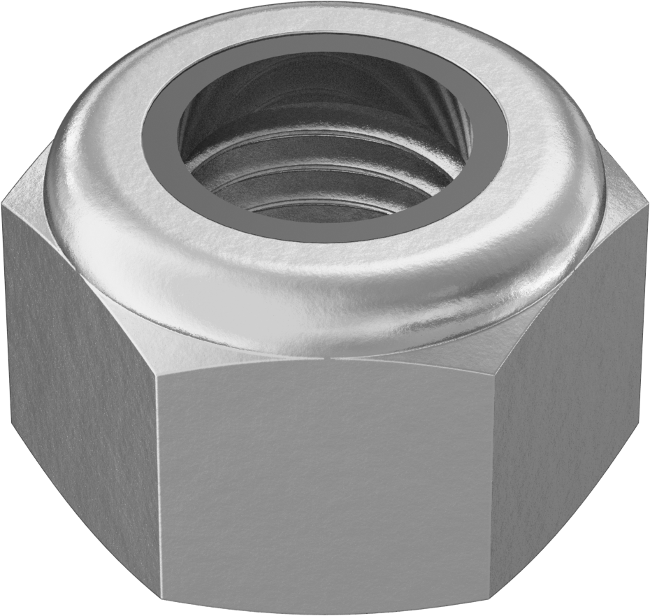 Orta Mukavemetli Çelik Naylon Ekli Kilit Somunu, Yüksek Profil, Sarı Kromat Kaplamalı Çinko, M20 x 2,5 mm Diş
