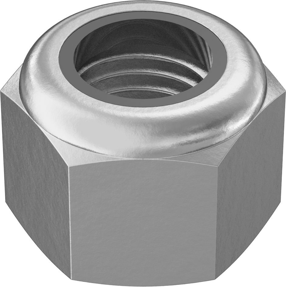 Orta Mukavemetli Çelik Naylon Ekli Kilit Somunu, Yüksek Profil, Sarı Kromat Kaplamalı Çinko, M24 x 3 mm Diş