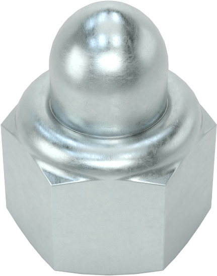 Çinko Kaplı Çelik Naylon Ekli Kapak Somunu, M4 x 0,7 mm Diş Boyutu, 2,3 mm Diş Derinliği