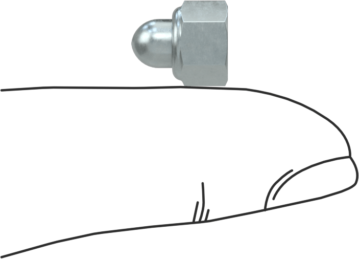 Çinko Kaplı Çelik Naylon Ekli Kapak Somunu, M5 x 0,8 mm Diş Boyutu, 3,5 mm Diş Derinliği