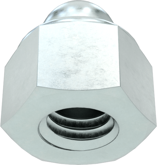 Çinko Kaplı Çelik Naylon Ekli Kapak Somunu, M6 x 1 mm Diş Boyutu, 3,9 mm Diş Derinliği