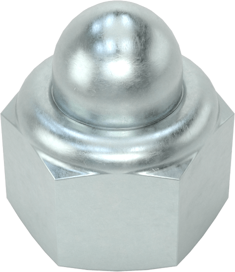 Çinko Kaplı Çelik Naylon Ekli Kapak Somunu, M6 x 1 mm Diş Boyutu, 3,9 mm Diş Derinliği