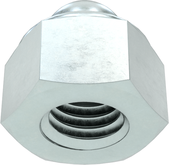 Çinko Kaplı Çelik Naylon Ekli Kapak Somunu, M8 x 1,25 mm Diş Boyutu, 5,2 mm Diş Derinliği